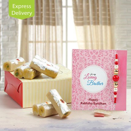 Rakhi with KajuRoll Sweets 1 Rakhi with KajuRoll Sweets