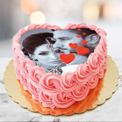 Eggless Floating Hearts Photo Cake 1 Eggless Floating Hearts Photo Cake