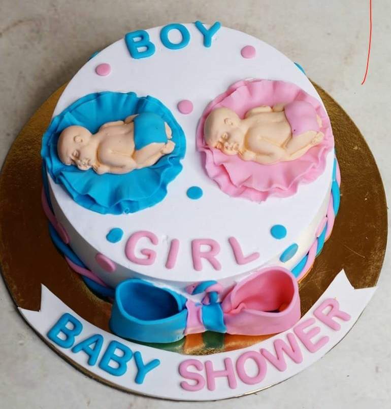 Send he or she baby shower cake online by GiftJaipur in Rajasthan