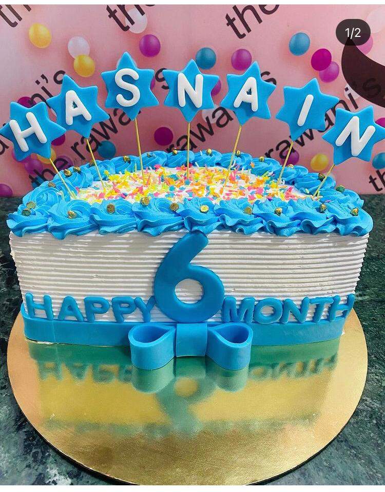 6 Months Theme Cake For Baby Girl | bakehoney.com