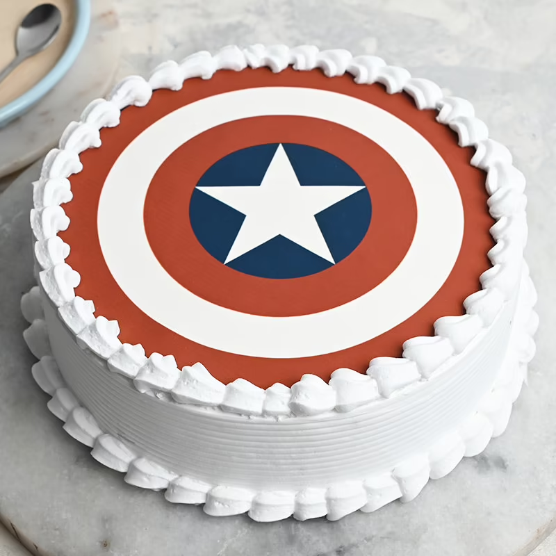 Captain America Theme Cake ( Eggless ) 1 Captain America Theme Cake ( Eggless )