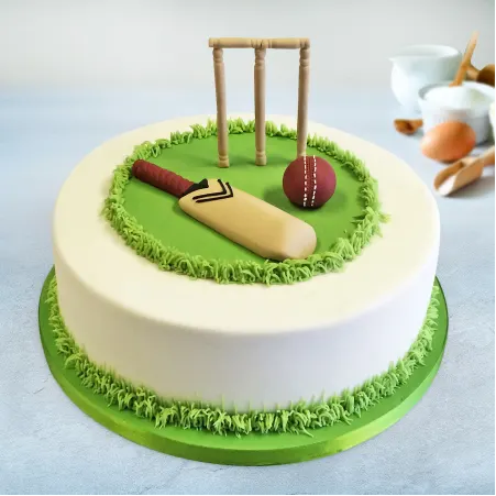 Cricket Field Theme Cake (1KG) 1 Cricket Field Theme Cake (1KG)